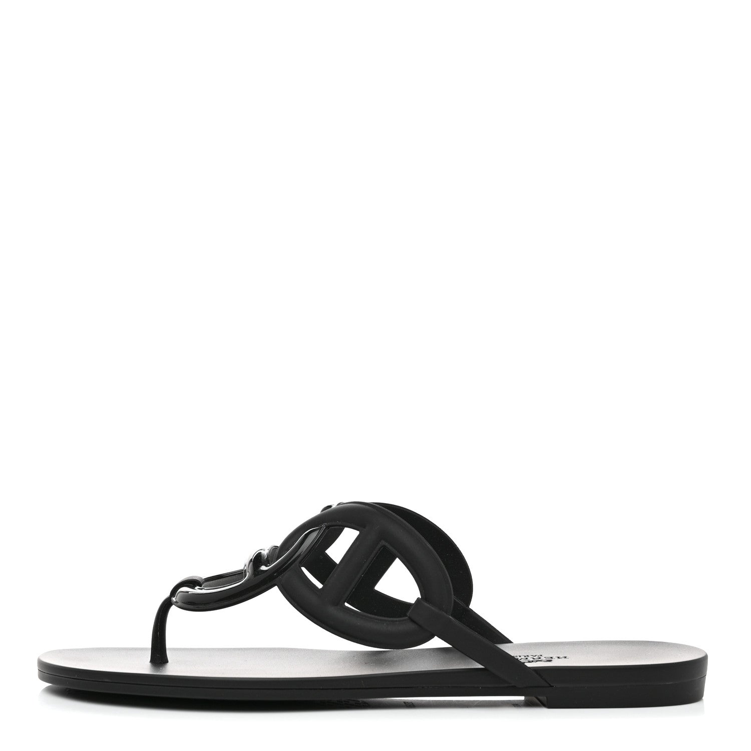 Hermes Rubber Womens Egerie Sandals 41 Black 1 of 9