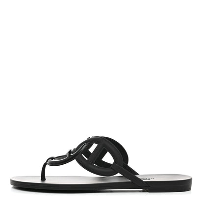 Hermes Rubber Womens Egerie Sandals 41 Black 1 of 9