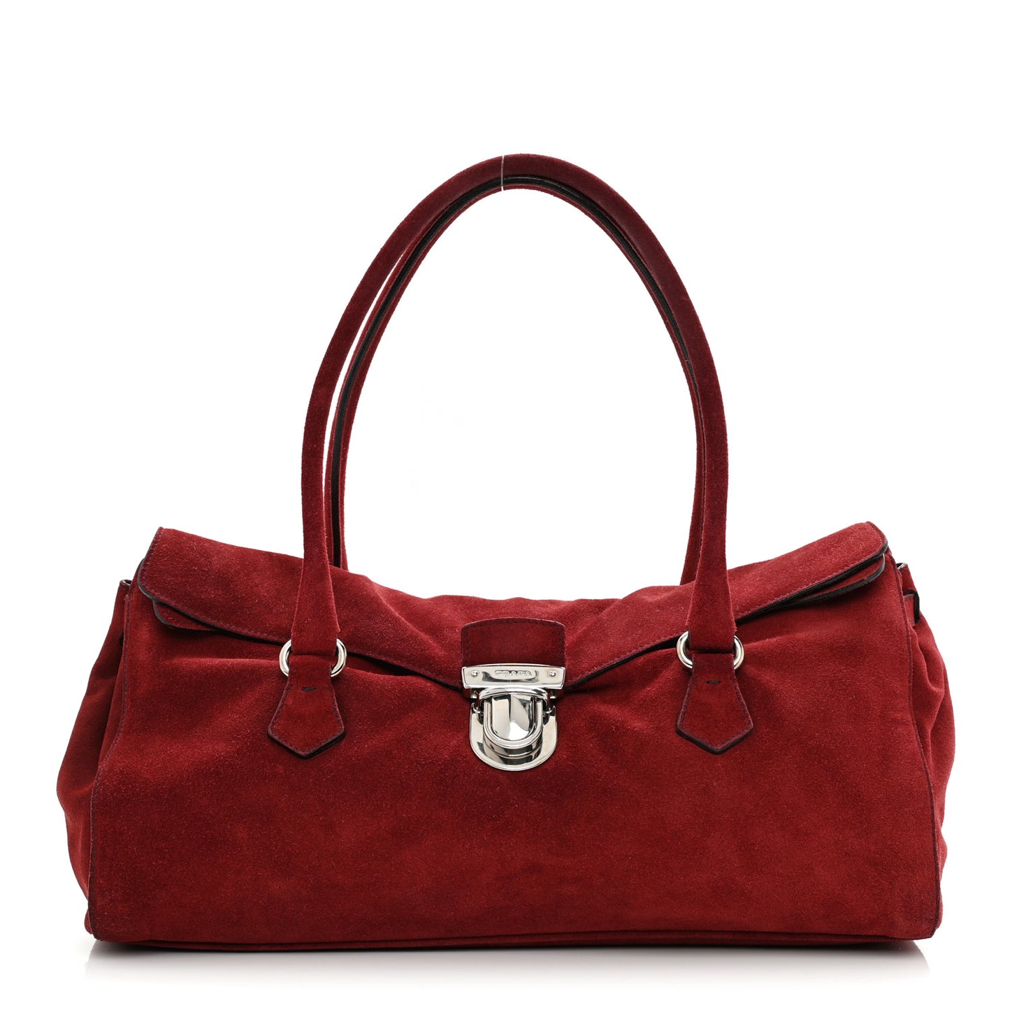 Suede Camoscio Pushlock Easy Satchel Cerise
