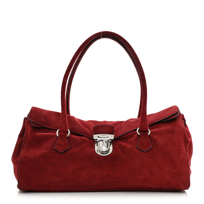 Prada Suede Camoscio Pushlock Easy Satchel Cerise 1 of 11