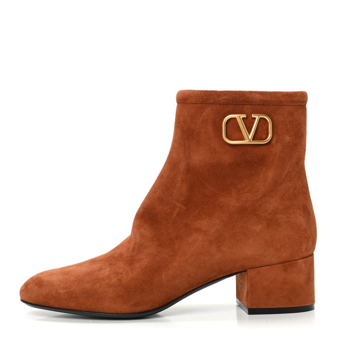 Suede VLogo Side Zip 45mm Ankle Boots 40 Bright Cognac