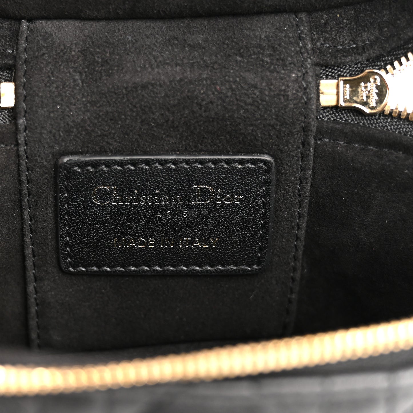 Lambskin Cannage Micro Lady Dior Vanity Case Black