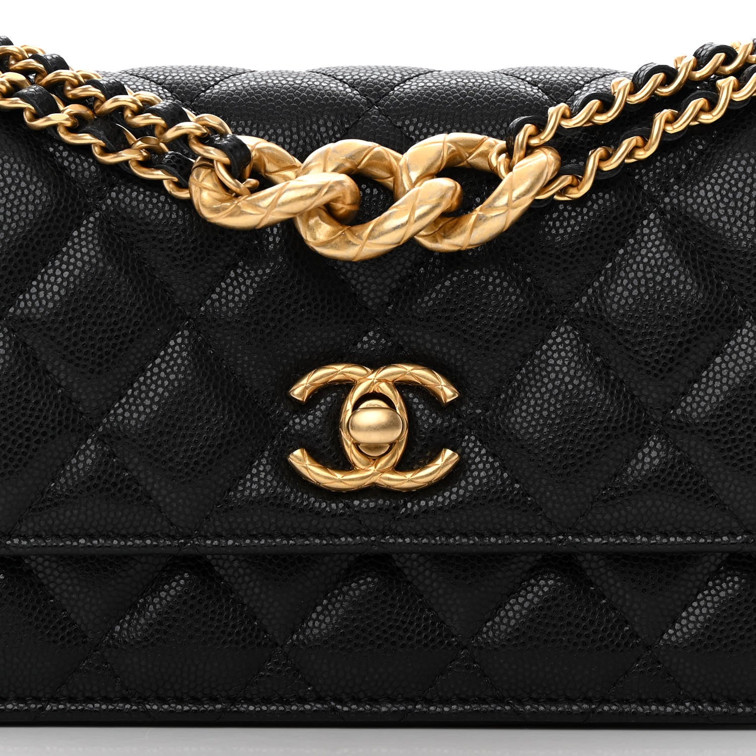 Chanel Caviar Quilted Chain Link Clutch With Chain Black 9 of 12
