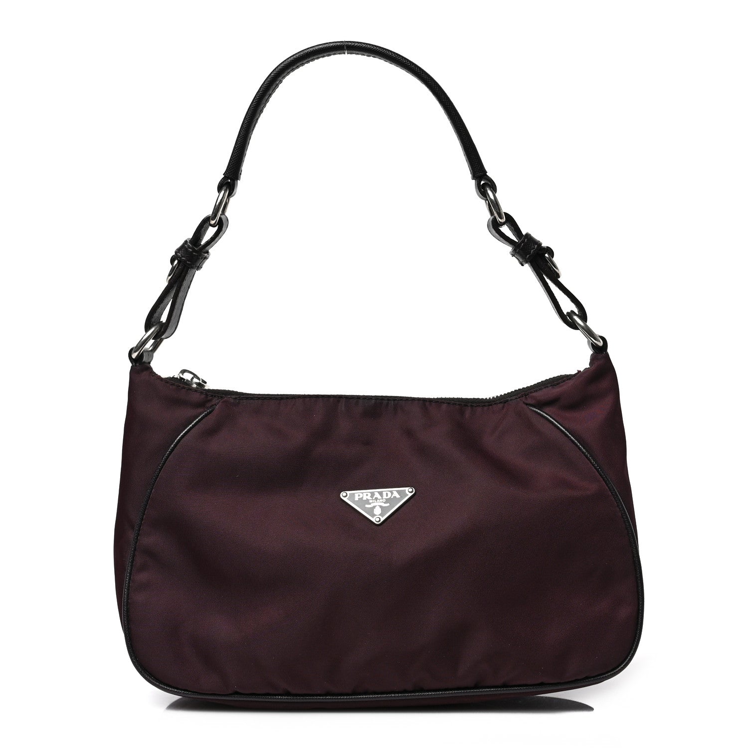 Prada Tessuto Nylon Saffiano Hobo Plum 1 of 8