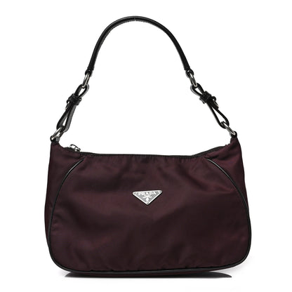 Prada Tessuto Nylon Saffiano Hobo Plum 1 of 8