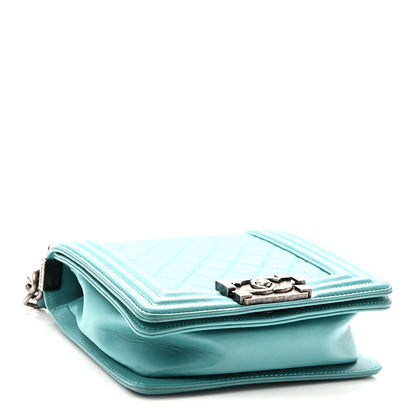 Chanel Calfskin Quilted North South Boy Flap Turquoise 4 of 10