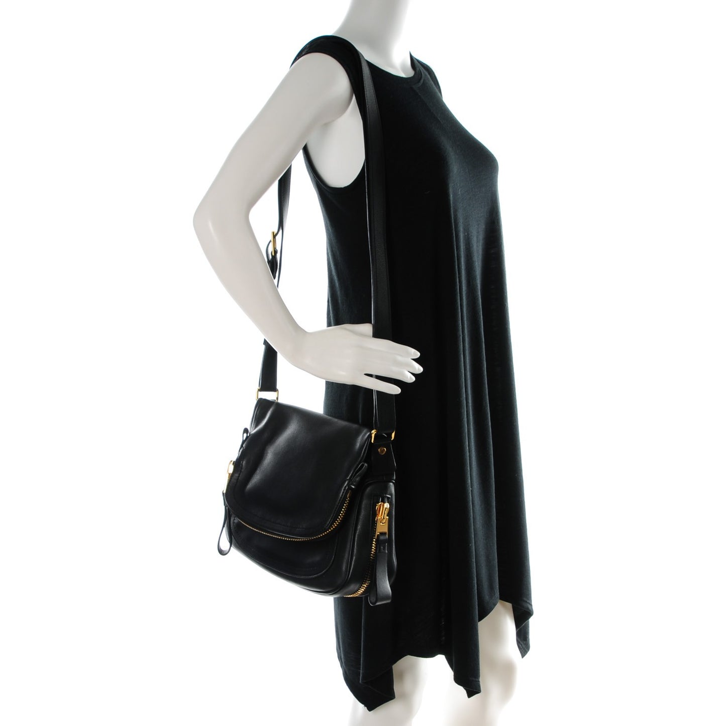 Grained Calfskin Medium Jennifer Crossbody Bag Black