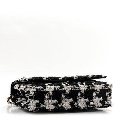 Chanel Tweed Quilted Wallet On Chain WOC Black Ecru White 4 of 14