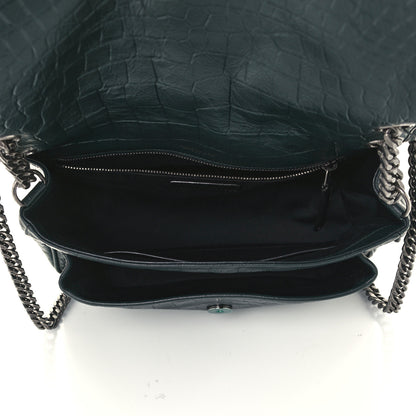 Saint Laurent Crocodile Embossed Calfskin Monogram Medium Niki Chain Satchel Algea 5 of 11