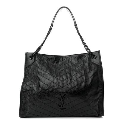 Saint Laurent Crinkled Calfskin Matelasse Monogram Large Niki Shopper Tote Black 1 of 12