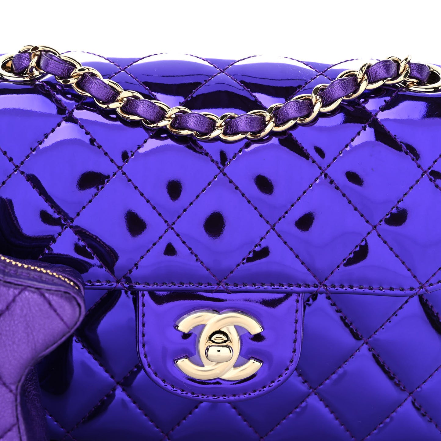 Mirror Calfskin Metallic Calfskin Quilted Hollywood Boulevard Mini Flap With Star Coin Purse Purple