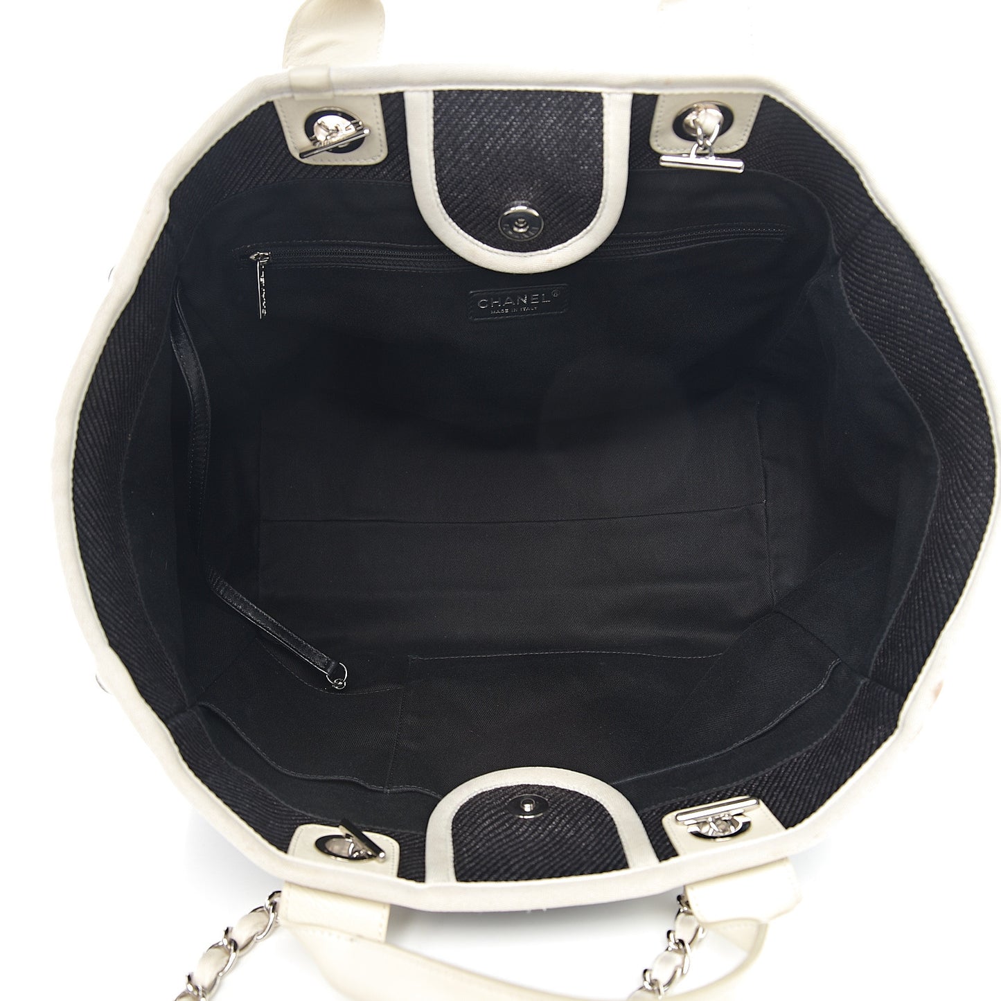 Canvas Large Deauville Tote Black White