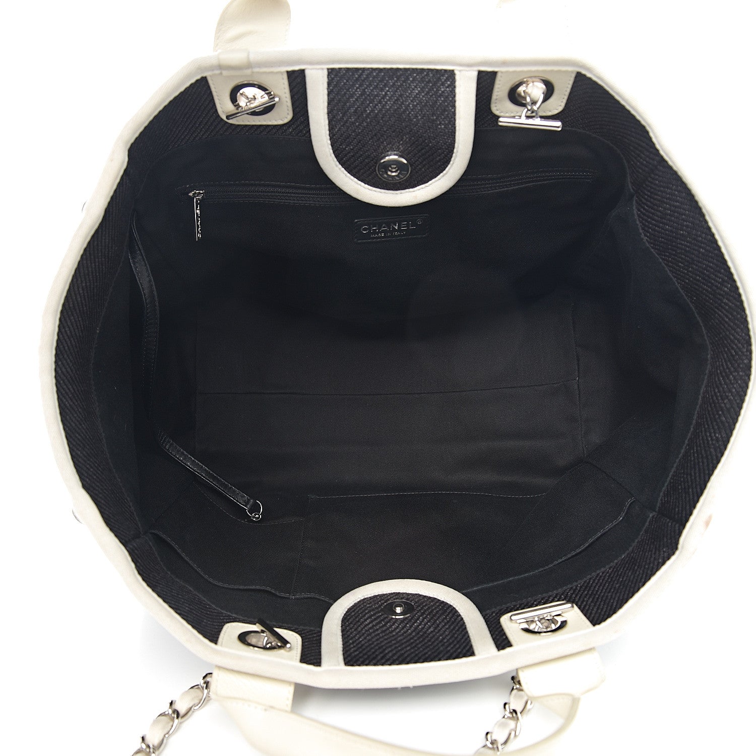 Chanel Canvas Large Deauville Tote Black White 4 of 10