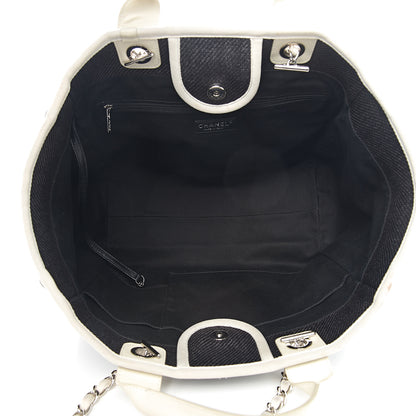 Chanel Canvas Large Deauville Tote Black White 4 of 10