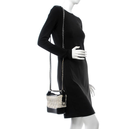 Chanel Tweed Calfskin Quilted Small Gabrielle Hobo Ivory Black 2 of 8