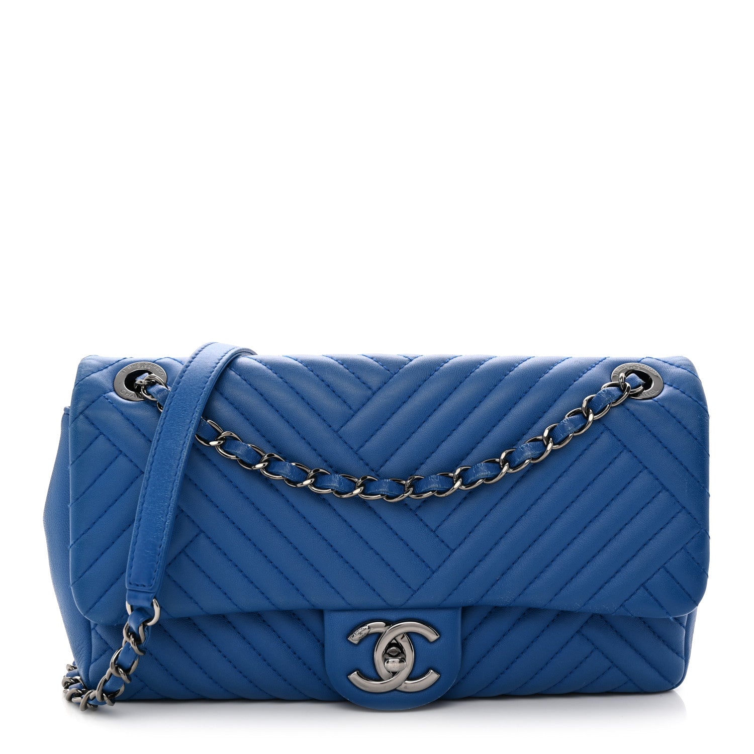 Chanel Lambskin Quilted Medium CC Crossing Flap Blue 1 of 13