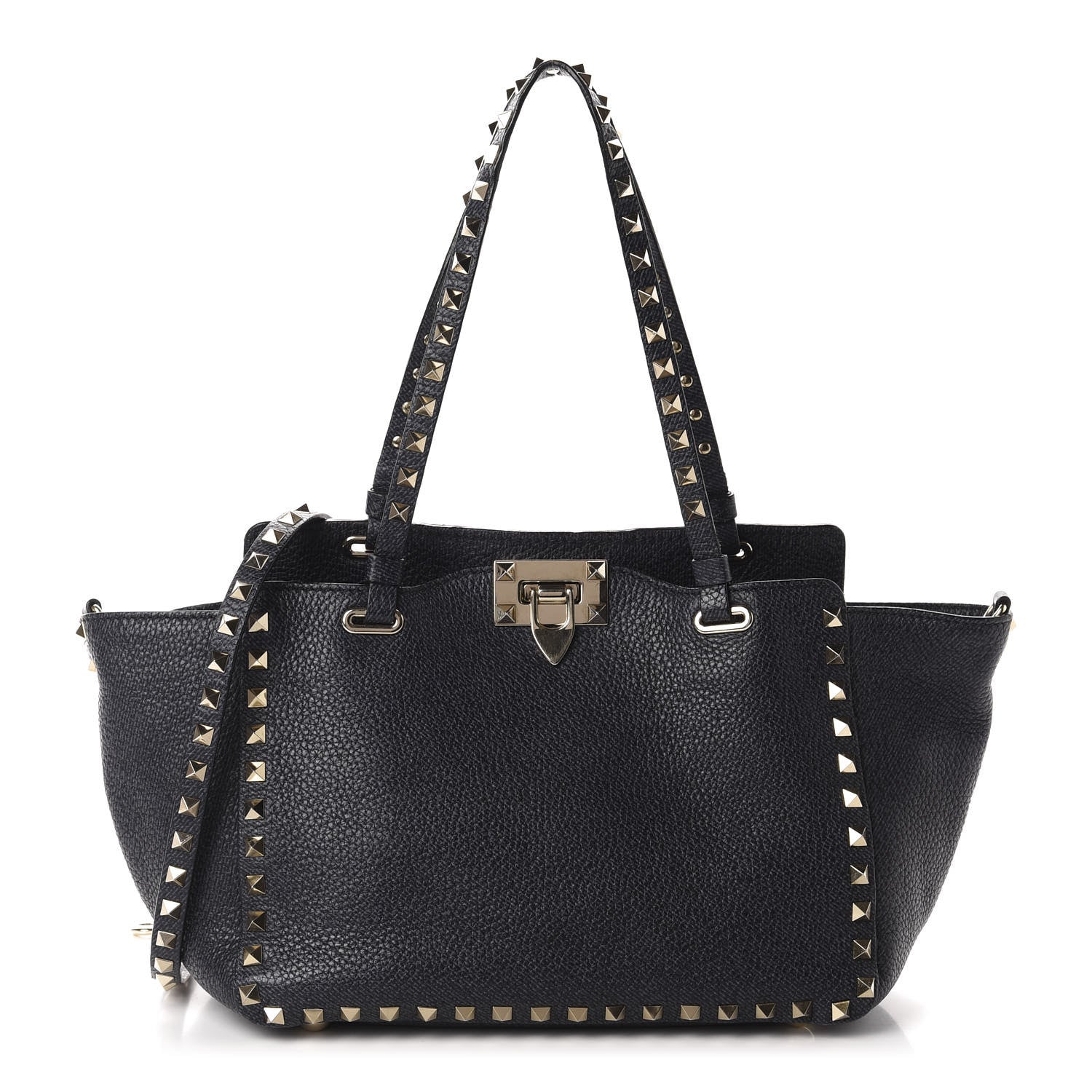 Valentino Garavani Pebbled Calfskin Small Rockstud Tote Marine 1 of 9
