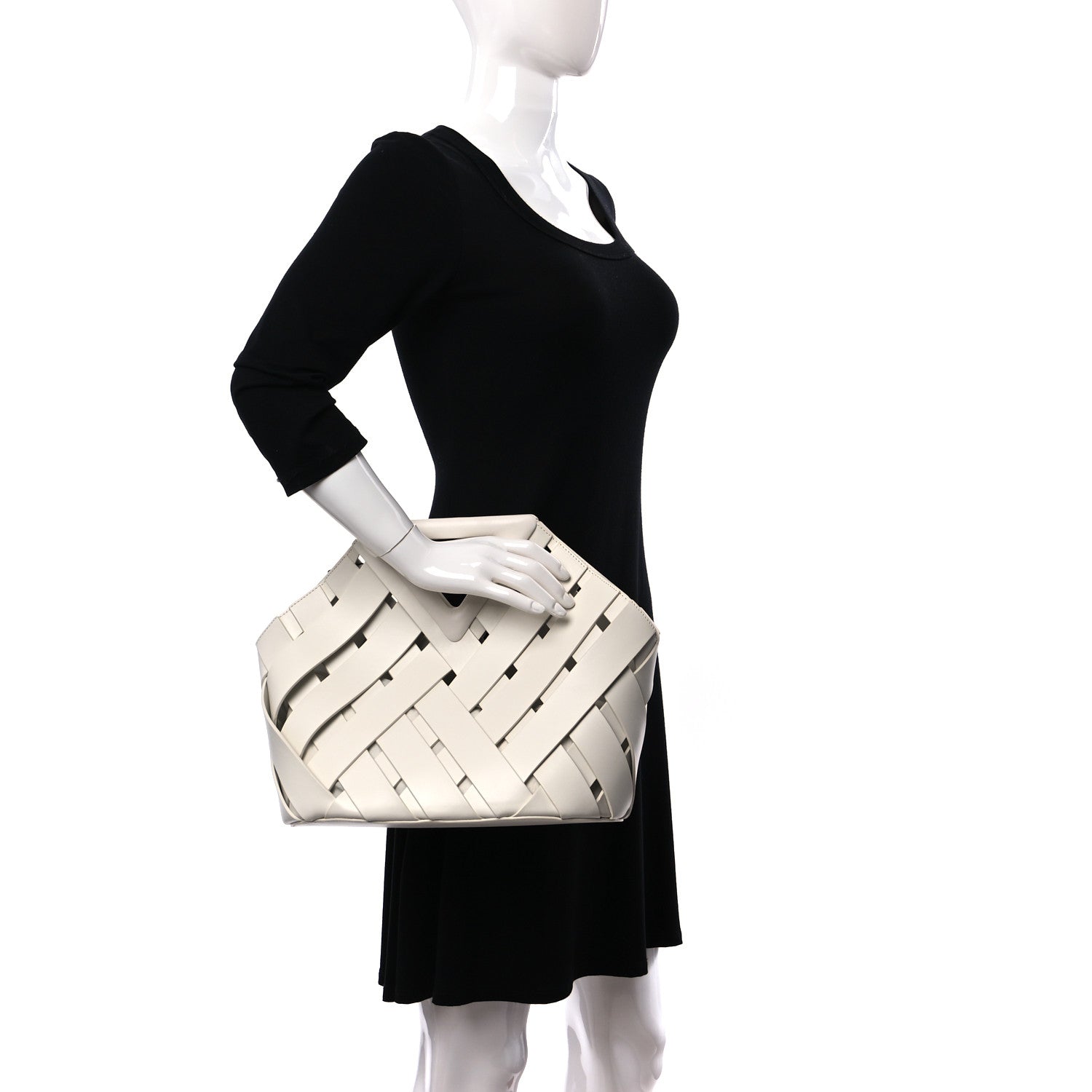 Bottega Veneta Calfskin V Woven Drawstring Tote White 2 of 9