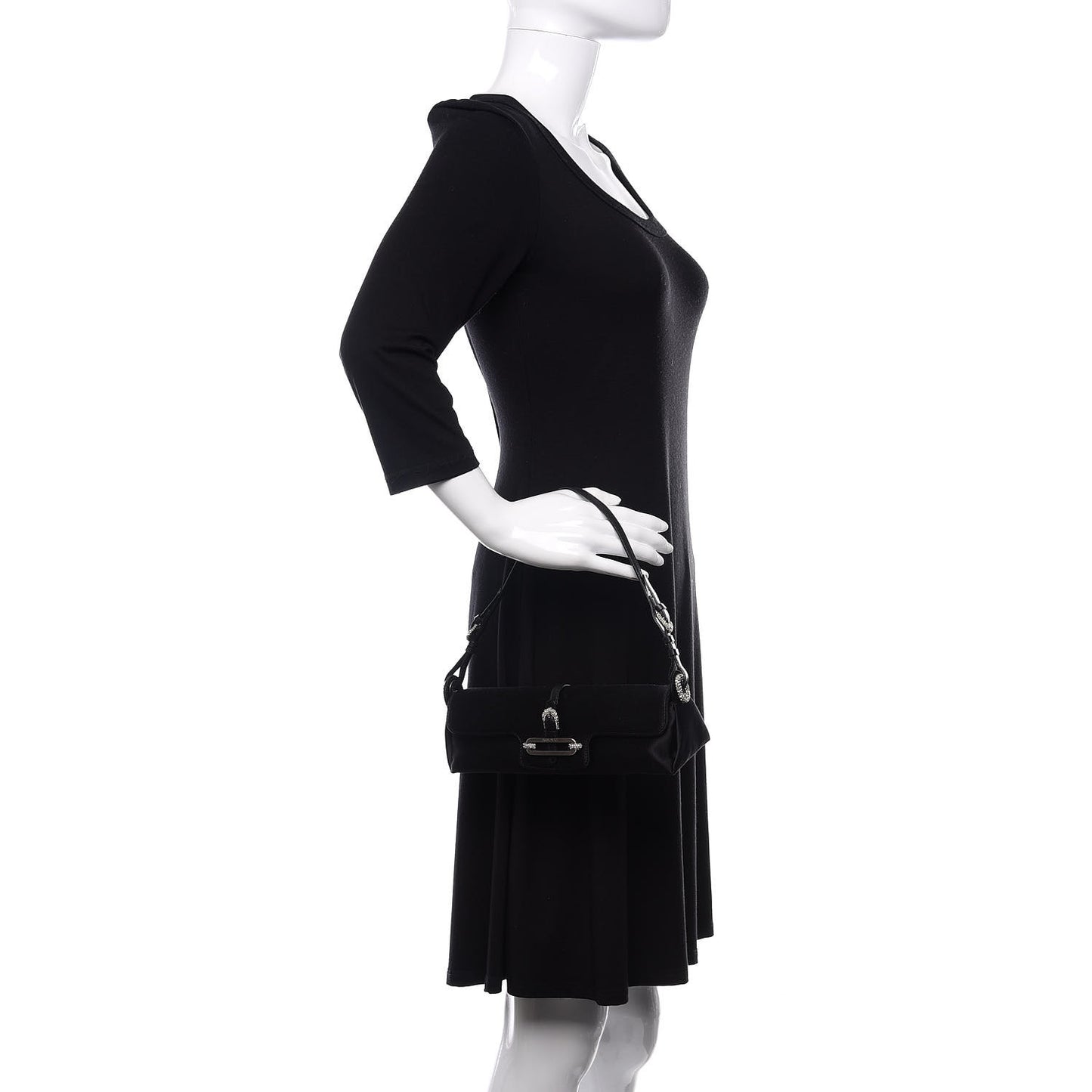 Satin Swarovski Crystal Tulita Evening Bag Black