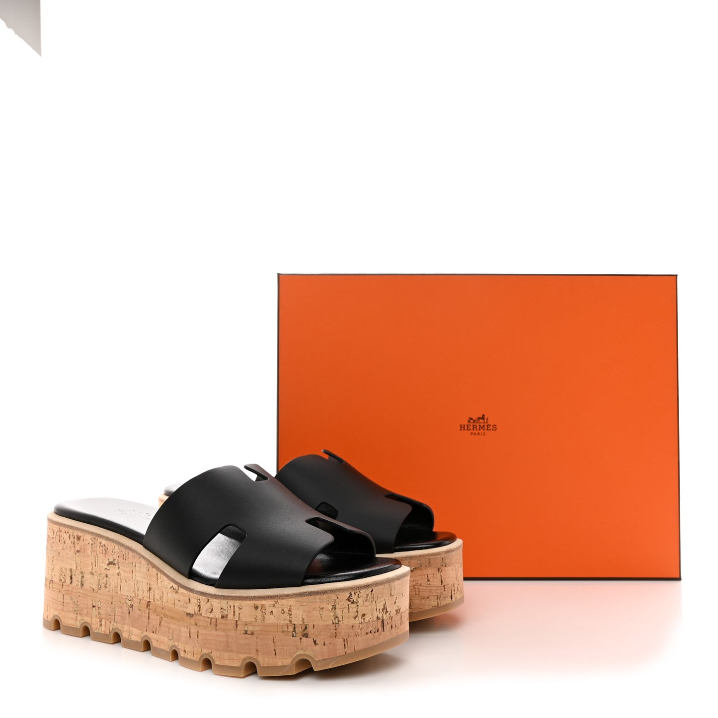 Calfskin Cork Eze 30 Sandals 38 Black