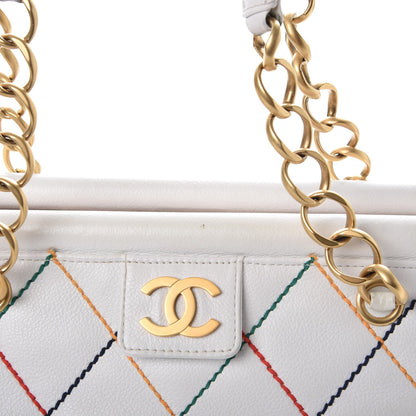Chanel Calfskin Multicolor Stitch Tote White 12 of 18