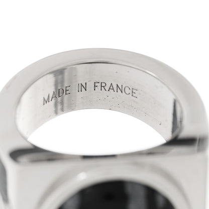 Louis Vuitton Sterling Silver Snowflake Obsidian Chevalier Ring 53 6.5 5 of 5