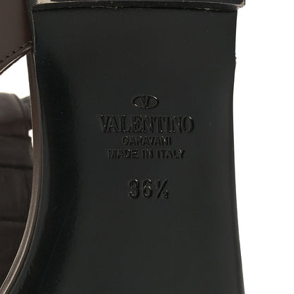 Valentino Garavani Calfskin Roman Stud Ankle Strap Flat Sandals 36.5 Dark Brown 7 of 8