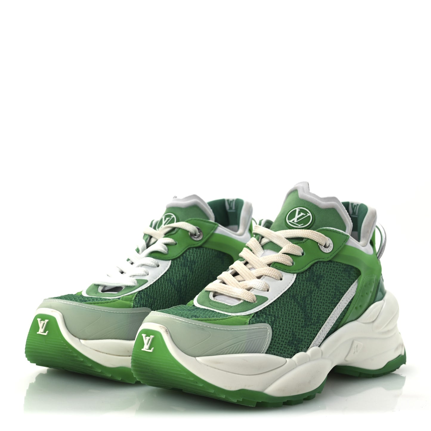 Monogram Calfskin Run 55 Sneakers 38 White Green