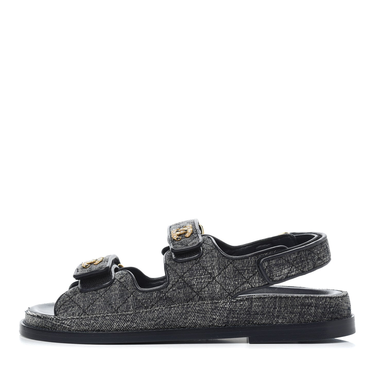 Velvet Velcro Dad Sandals 37 Grey