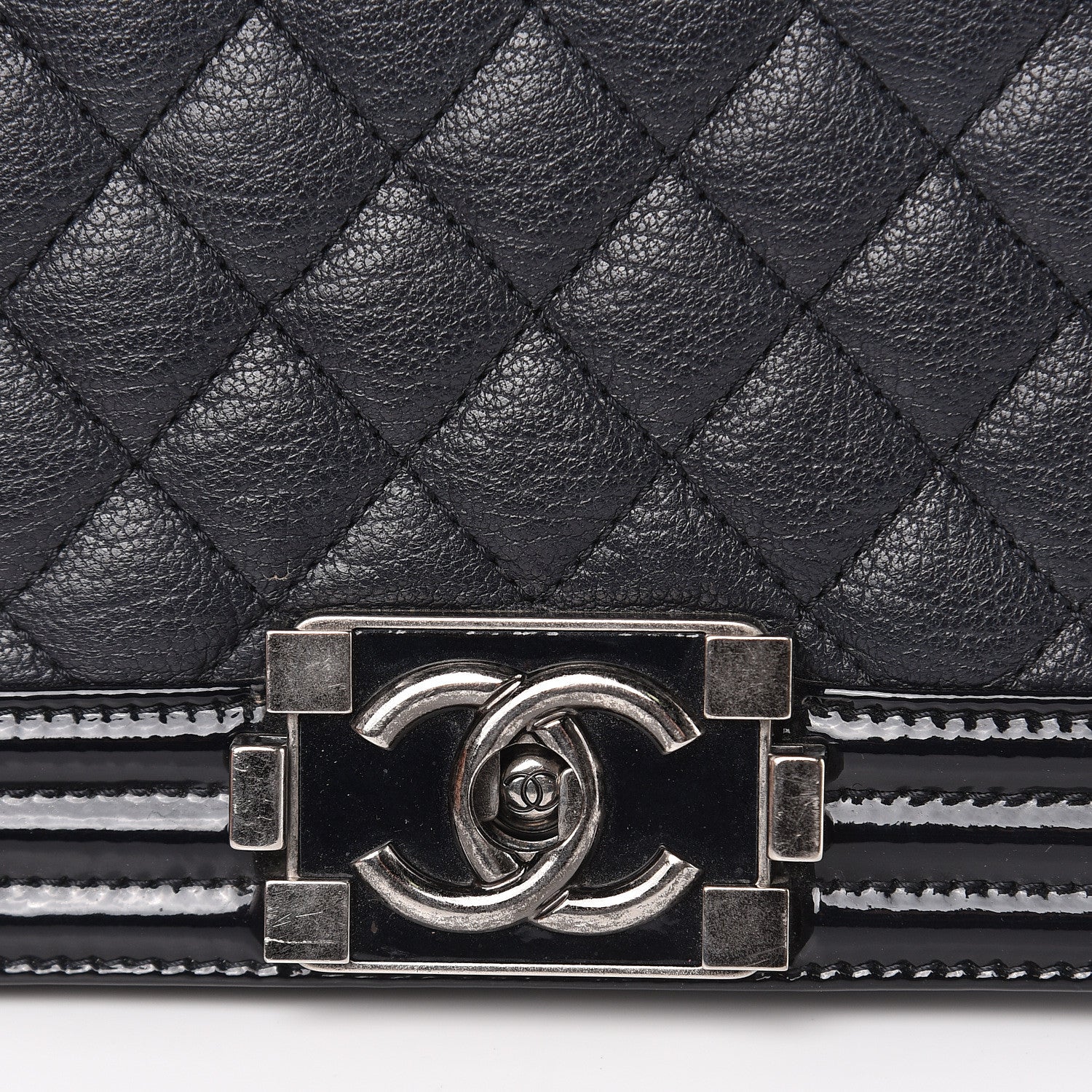 Chanel Goatskin Quilted Patent Medium Duo Boy Flap Black 11 of 13
