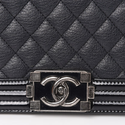 Chanel Goatskin Quilted Patent Medium Duo Boy Flap Black 11 of 13