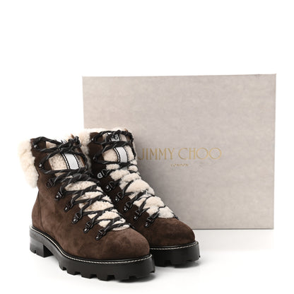 Jimmy Choo Suede Shearling Eshe Flat Boots 40 Brown 8 of 8