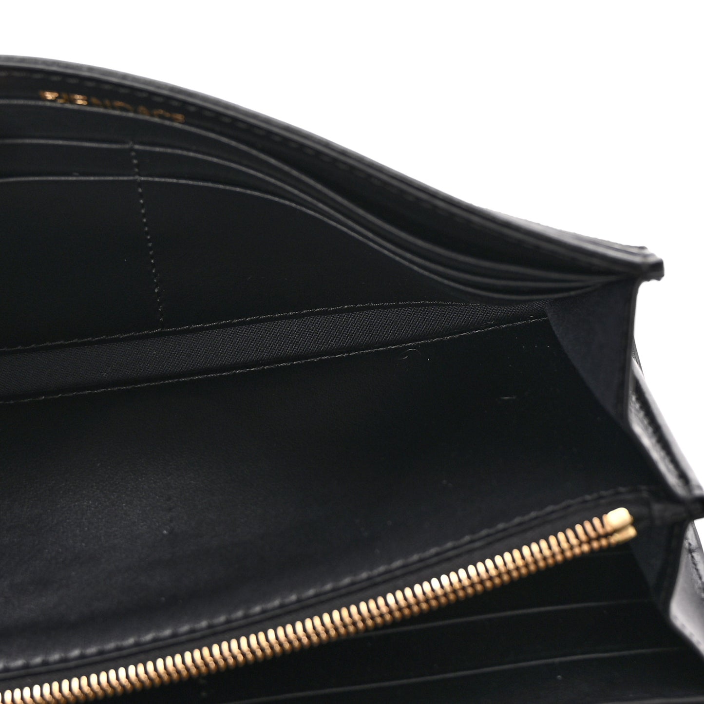 X VERSACE Glazed Fabric Fendace FF Baroque Continental Wallet On Chain Gold Tobacco Black