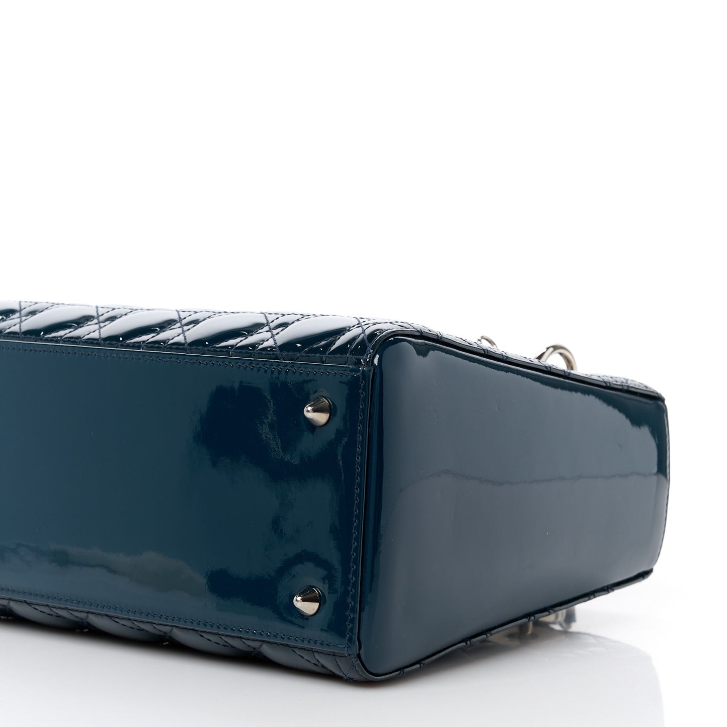Patent Cannage Medium Lady Dior Navy Blue