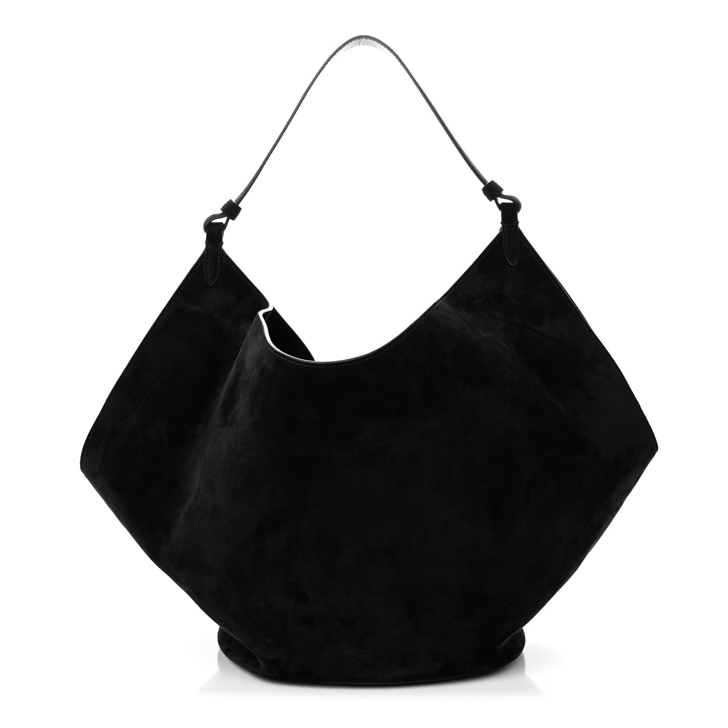 Khaite Suede Calfskin Medium Lotus Tote Black 1 of 9