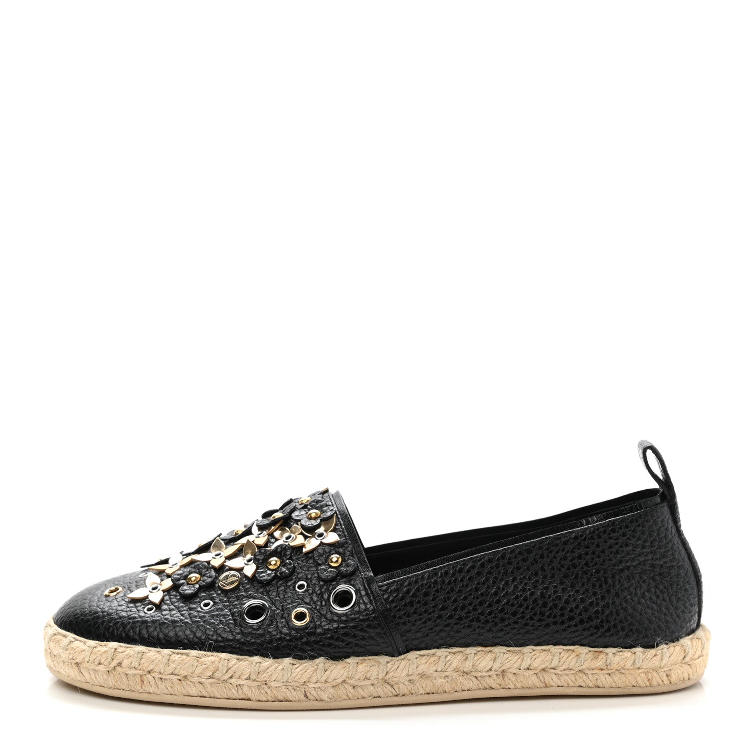 Louis Vuitton Calfskin Tropical Bloom Espadrille Flat 37.5 Black 1 of 9