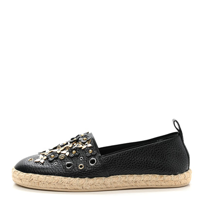Louis Vuitton Calfskin Tropical Bloom Espadrille Flat 37.5 Black 1 of 9