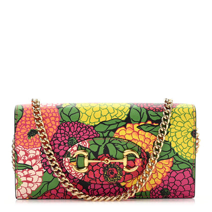 Gucci X KEN SCOTT Shangai Calfskin Pomponica Print Horsebit 1955 Wallet On Chain Multicolor Fuxia Pompon 1 of 10
