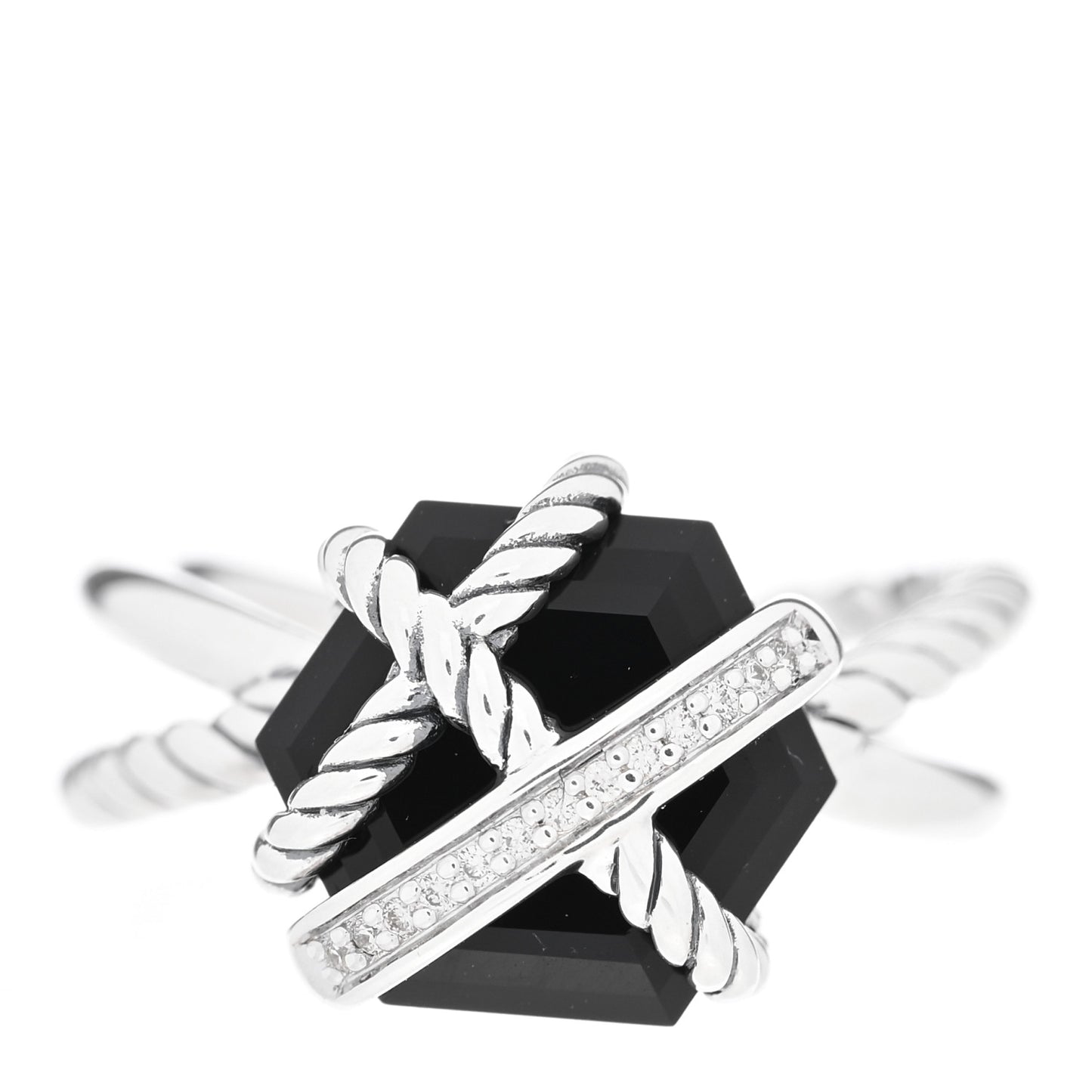 Sterling Silver Diamond Black Onyx 10mm Cable Wrap Ring 49 5