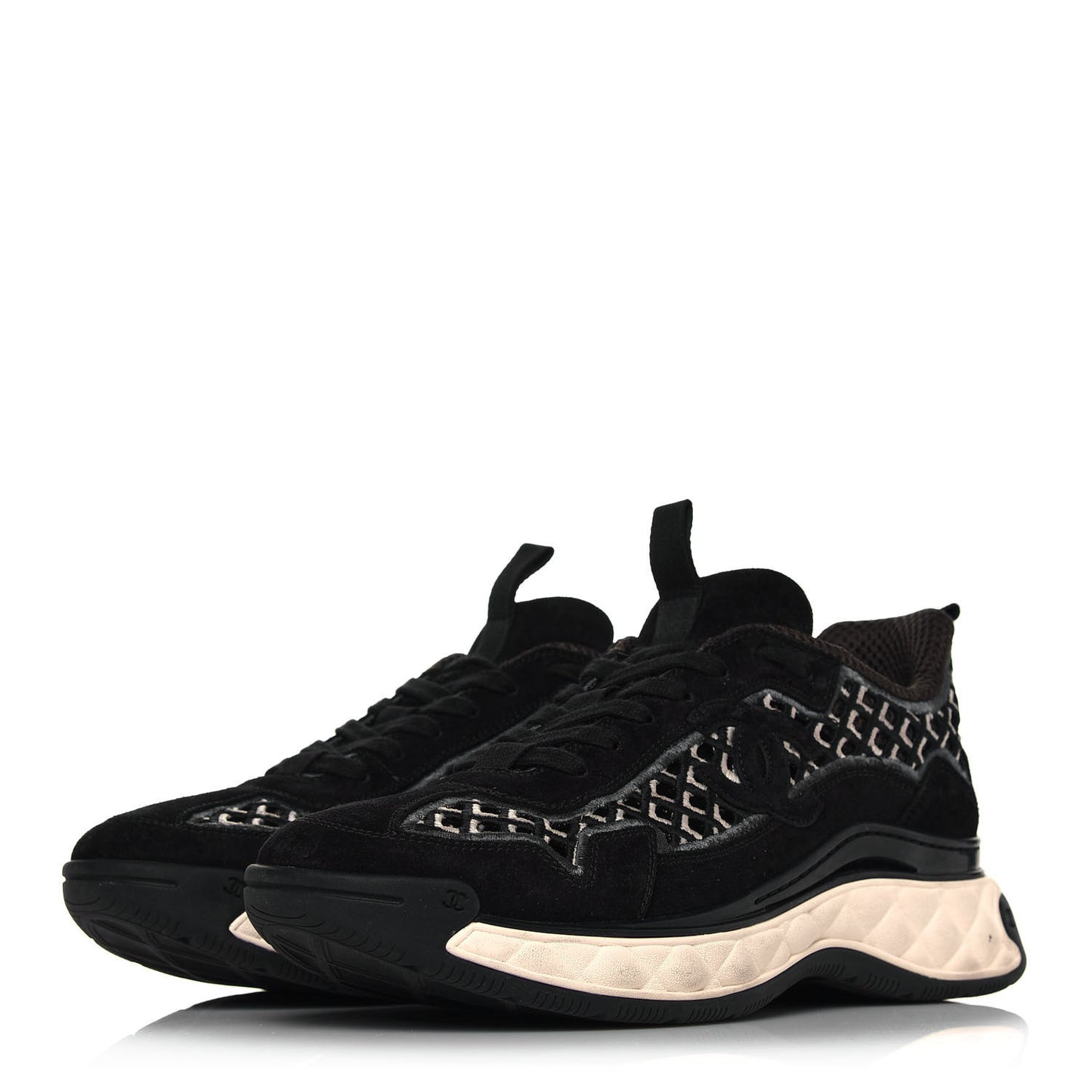 Suede Calfskin Embroidered CC Sneakers 40 Black