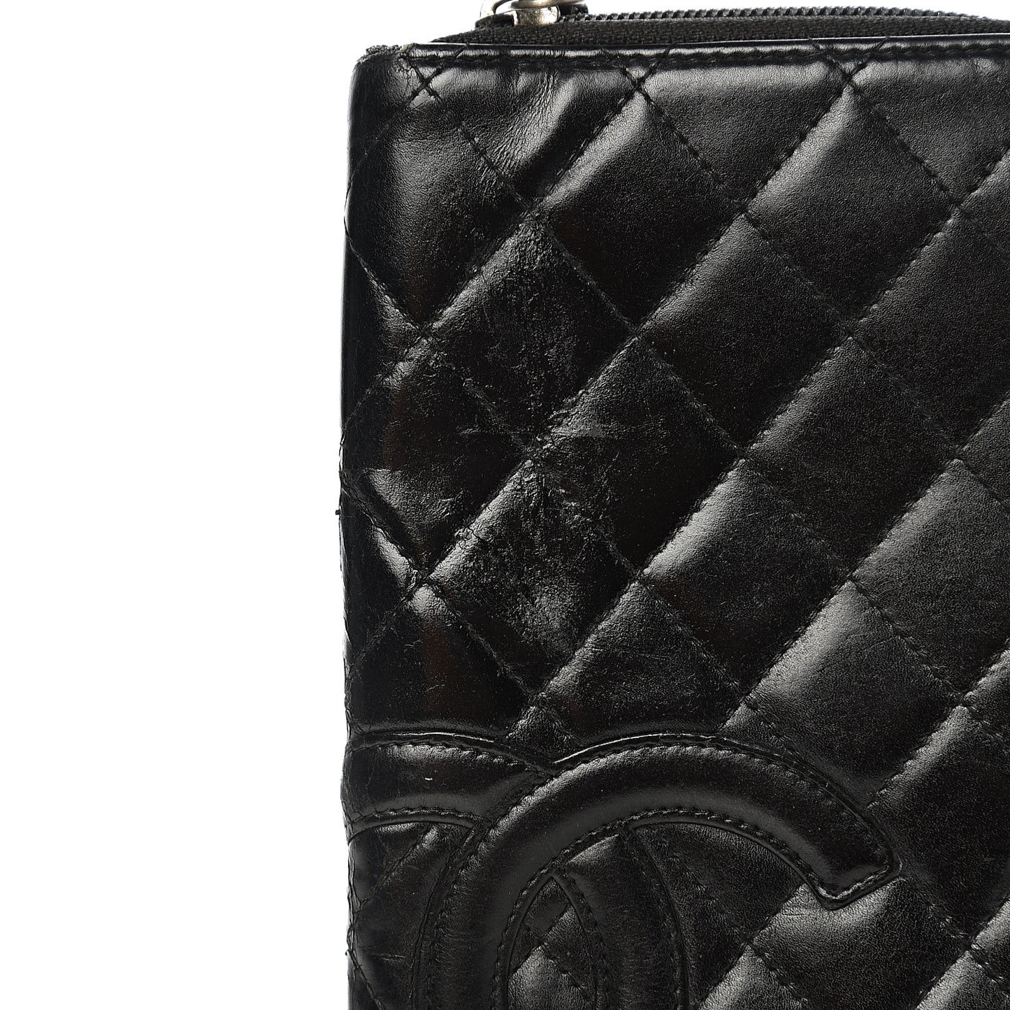 Calfskin Cambon Zip Around Organizer Wallet Black