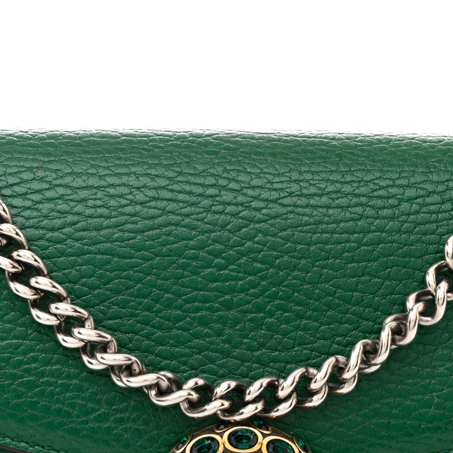 Gucci Calfskin Mini Dionysus Chain Wallet Emerald 10 of 13