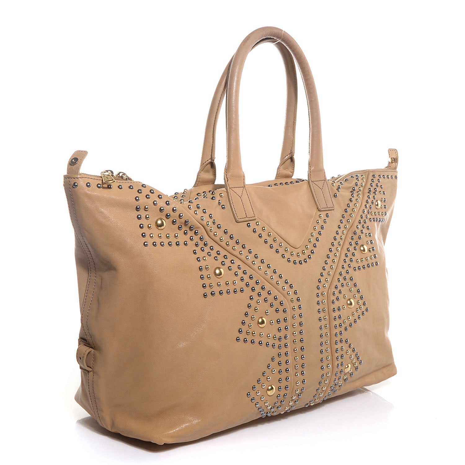 Saint Laurent Calfskin Studded Sac Y Rock Beige 3 of 8