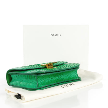Celine Python Medium Classic Box Flap Bag Grass Green 4 of 7