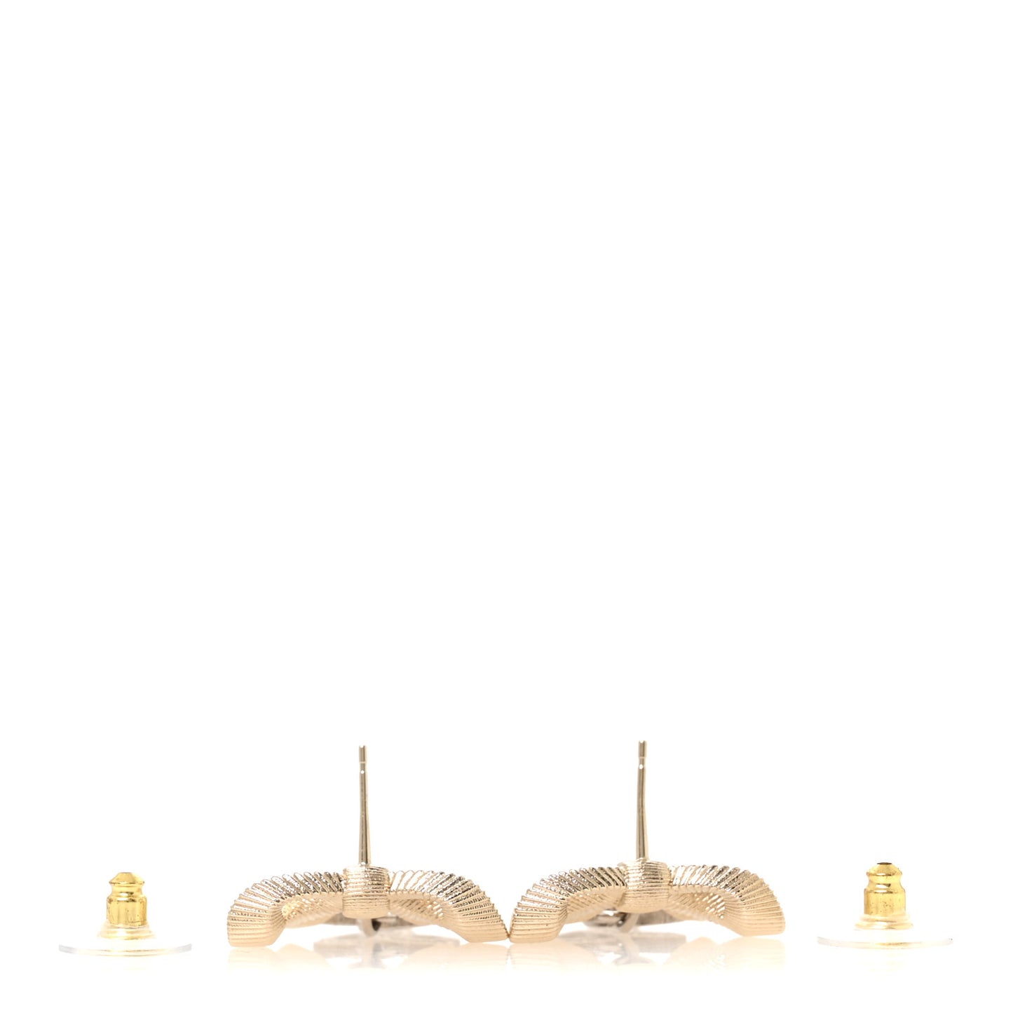 Crystal CC Bow Drop Earrings Gold