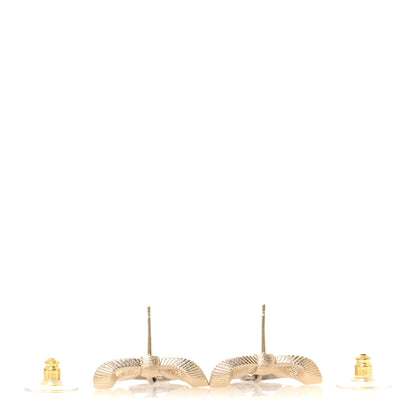 Chanel Crystal CC Bow Drop Earrings Gold 3 of 5