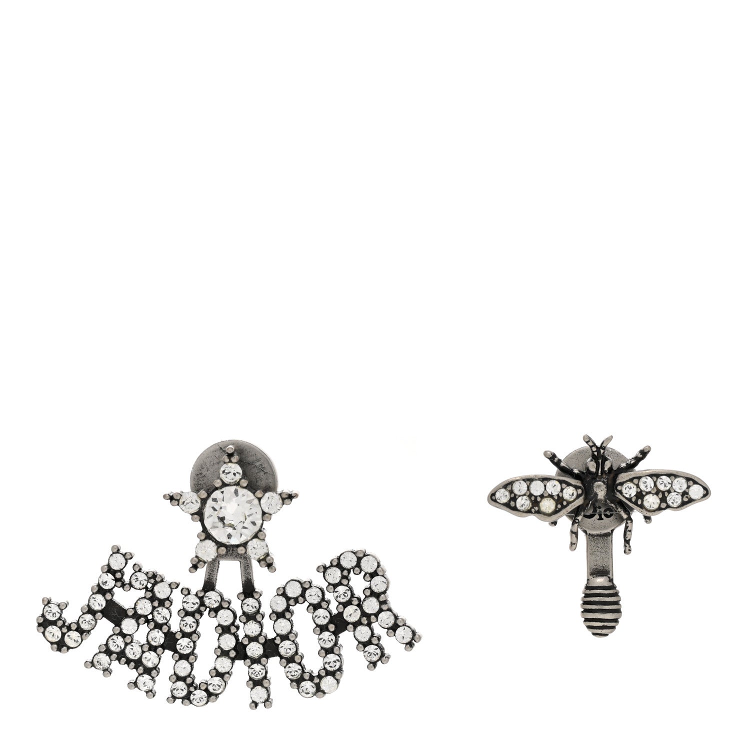 Christian Dior Metal Crystal J'Adior Earrings Antique Silver 1 of 6