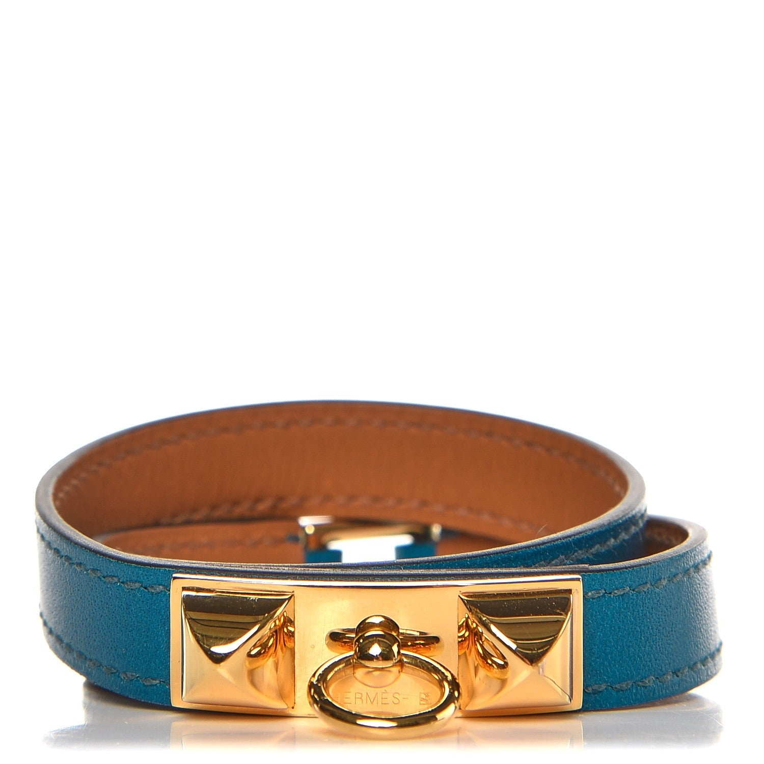 Hermes Tadelakt Rivale Double Tour Bracelet M Bleu Izmir 1 of 5
