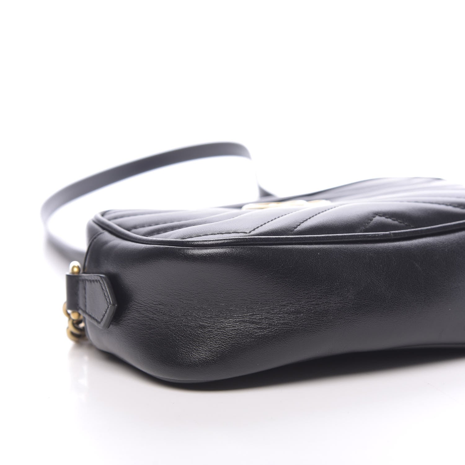Gucci Calfskin Matelasse Mini GG Marmont Chain Shoulder Bag Black 8 of 12