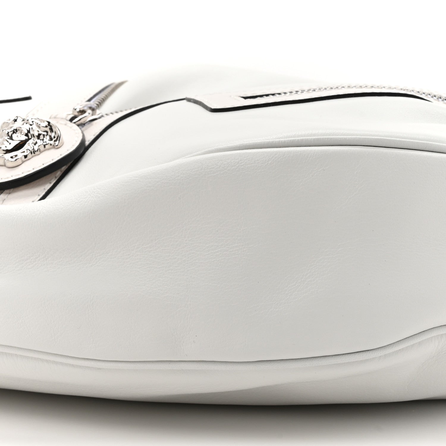 Versace Calfskin Medium Repeat Zip Hobo Optical White 8 of 9